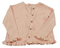 Růžový žebrovaný propínací svetr F&F