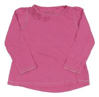 Růžové triko s 3D květy 