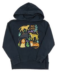 Šedomodrá mikina se zvířátky a kapucí 