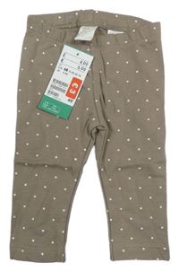 Nové - Hnědo-bílé puntíkaté zateplené legíny H&M