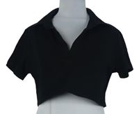 Dámské černé crop tričko s límečkem H&M