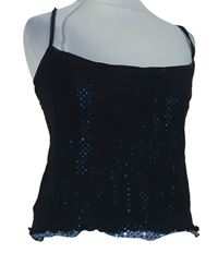 Dámský černý třpytivý crop top 