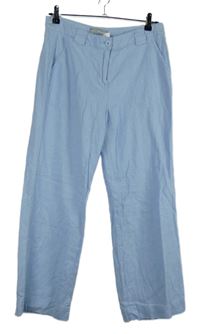 Dámské světlemodré lněné kalhoty M&S vel. 12S 