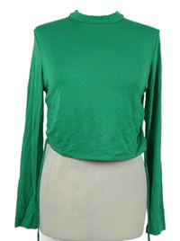 Nové - Dámské zelené crop triko s volnými zády H&M