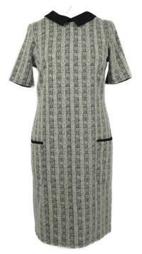 Nové - Dámské smetanovo-černé vzorované šaty s límečkem M&Co