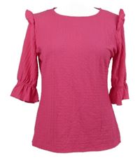 Dámská neonově růžová strukturovaná halenka s volánky Savida 