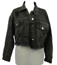 Dámská tmavošedá riflová crop bunda s prošoupáním 