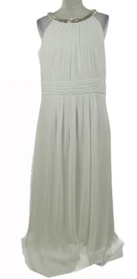 Dámské bílé dlouhé šifonové šaty s korálky Coast 