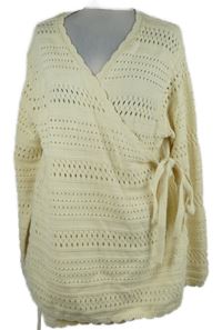 Dámský smetanový ažurový zavinovací těhotenský svetr H&M