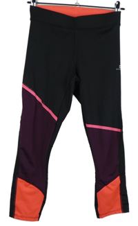 Dámské černo-růžové sportovní capri legíny s pruhy Decathlon 