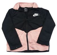 Černo-růžová sportovní propínací mikina s logem Nike