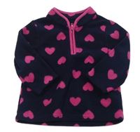 Tmavomodrá fleecová mikina se srdíčky Mothercare