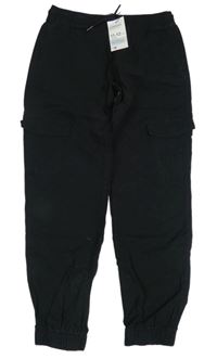 Nové- Černé plátěné cuff kalhoty s kapsami Denim Co.