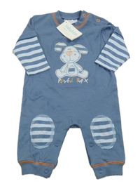 Nové - Modrý overal s proužky s pejskem 