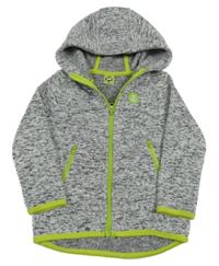 Bílo-černá melírovaná pletená propínací mikina s příšerkou a kapucí Kiki&Koko