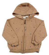 Béžová propínací mikina se srdíčky a kapucí H&M