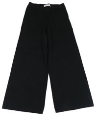 Černé úpletové široké kalhoty Zara