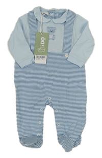 Nový - Modro-pruhovaný overal s medvědem zn.iDo