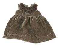 Hnědé sametové šaty s kytičkami H&M