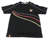 Černé sportovní tričko s nášivkou a proužky