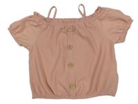 Růžové crop tričko s knoflíky LC WAIKIKI