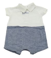 Tmavomodro-bílý kraťasový overal s límečkem 