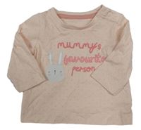 Světlerůžové triko s puntíky s králíčkem 