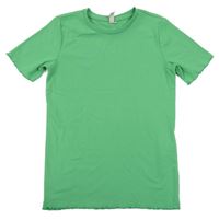 Zelené žebrované tričko PIECES 