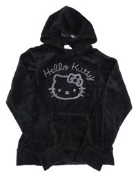 Černá sametová mikina s Hello Kitty a kapucí H&M