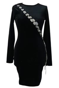 Nové - Dámské černé sametové slavnostní šaty se šněrováním FB Sisters