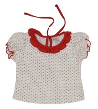 Bílo-červené puntíkaté tričko s volánky Anfa Kids