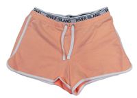 Růžové teplákové kraťasy s bílým lemem a logy River Island 