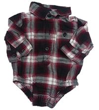 Černo-červeno-bílé kostkované košilové body GAP