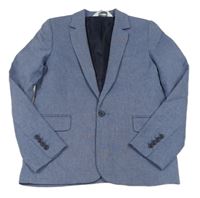 Modré melírované lněné sako H&M