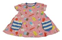 Růžové bavlněné šaty s nanuky Mini Boden