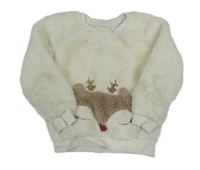 Smetanová chlupatá mikina se sobem Nutmeg