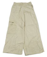 Světlebéžové wide leg rifle s kapsou Zara