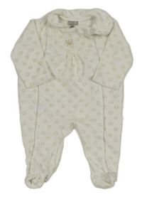 Bílý sametový overal s mraky a korunkou