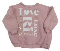 Světlerůžová oversize mikina s nápisem River Island