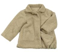 Béžová huňatá podšitá bunda s kapsami Miniclub