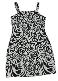 Černo-šedé vzorované pletené šaty River Island