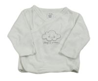 Bílá sametová zavinovací mikina s mráčkem C&A