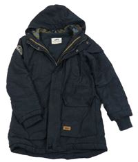 Tmavomodrá šusťáková zimní bunda s kapucí Reserved