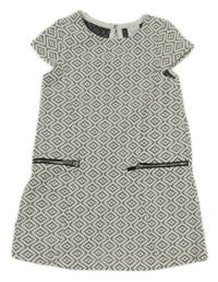 Bílo-černé vzorované bavlněné šaty C&A