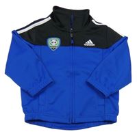 Modro-černá sportovní propínací mikina s nášivkou Adidas