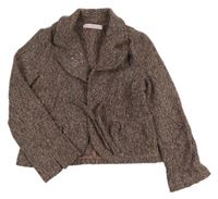 Starorůžovo-černé třpytivé vlněné sako s korunkou z kamínků