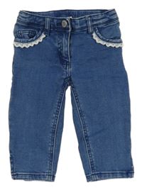 Modré skinny crop rifle s krajkou Topolino