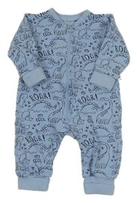Světlemodrý teplákový overal s dinosaury 