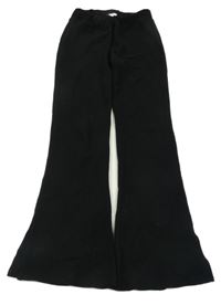 Černé žebrované teplákové flare kalhoty Hema