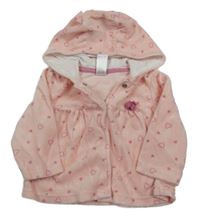 Světlerůžová sametová propínací mikina s kapucí C&A